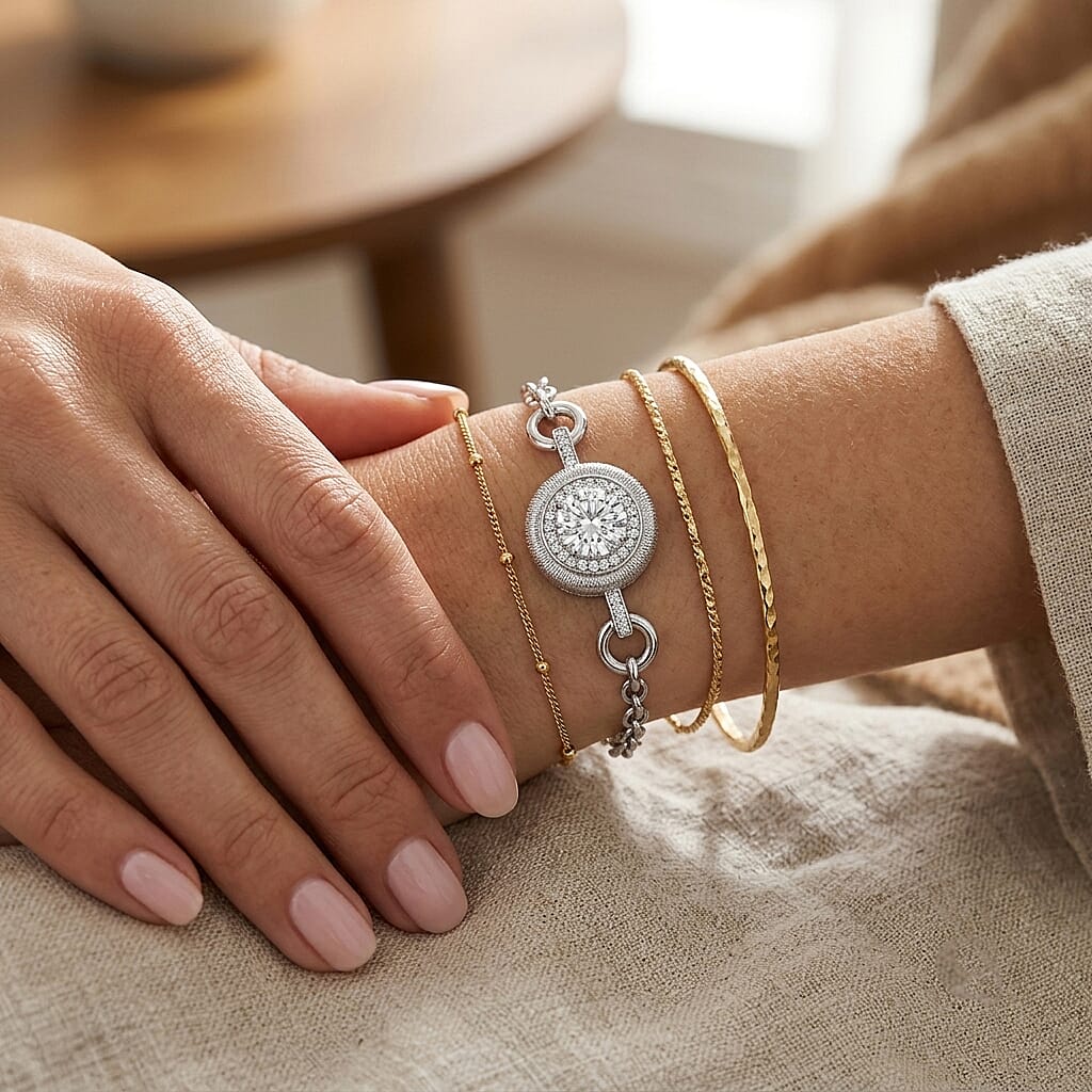 Clarte Moissanite 9.75 ctw Sundial Bracelet in Sterling Silver (7-10In)