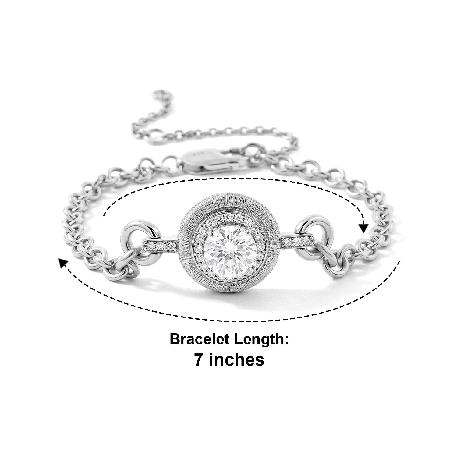 Clarte Moissanite 9.75 ctw Sundial Bracelet in Sterling Silver (7-10In)