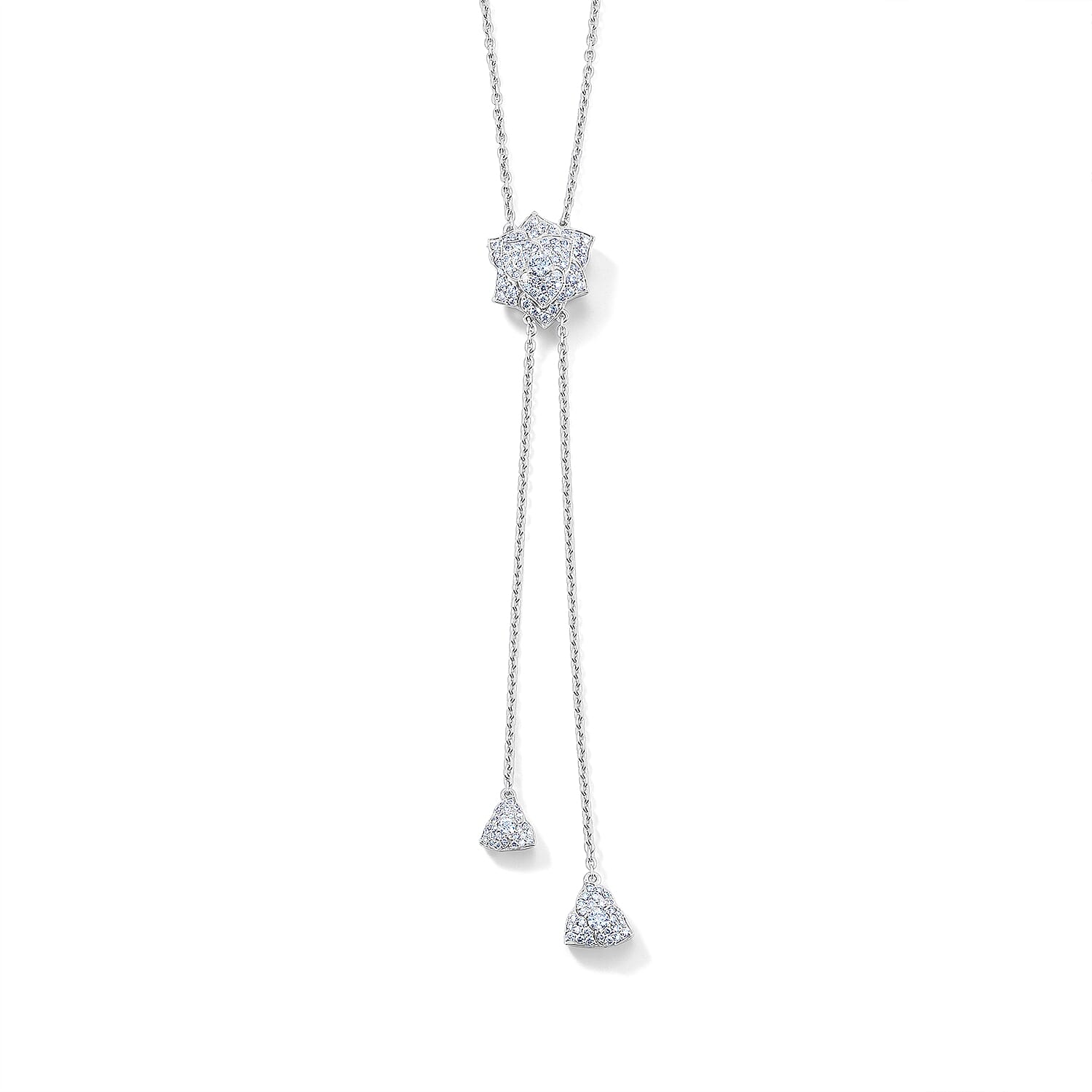 Clarte Moissanite 1.78 ctw Morning Bloom Necklace in Sterling Silver 18-20 Inches