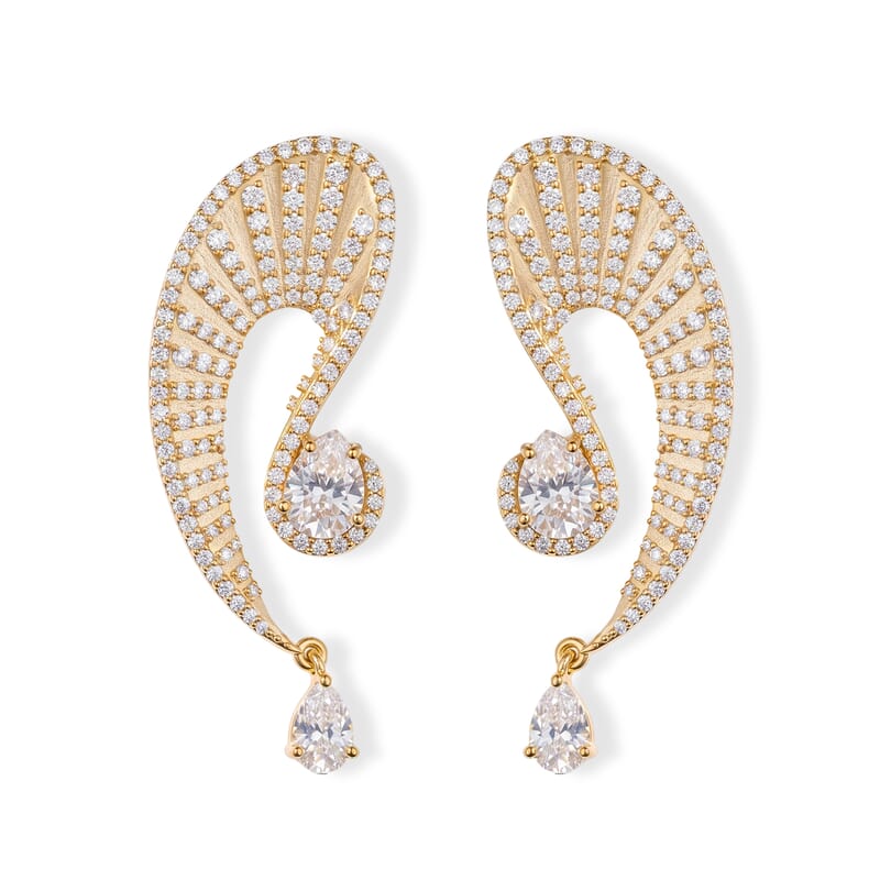 Clarte Sirena Collection Moissanite 3.76 ctw Earrings in 14K Yellow Gold Over Sterling Silver