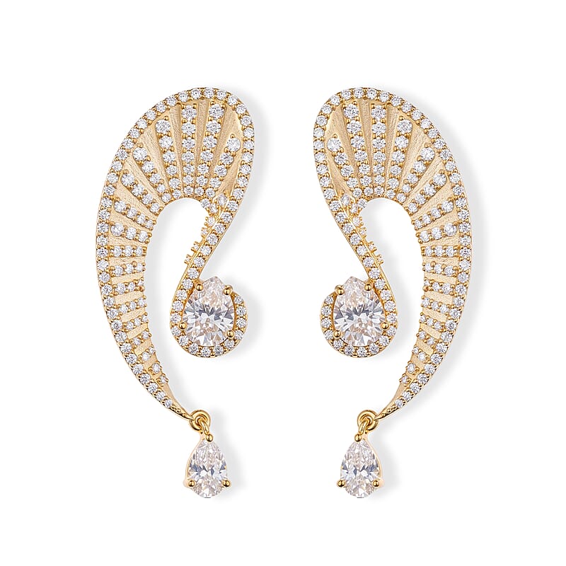 Clarte Moissanite 3.76 ctw Sirena Earrings in 14K Yellow Gold Over Sterling Silver