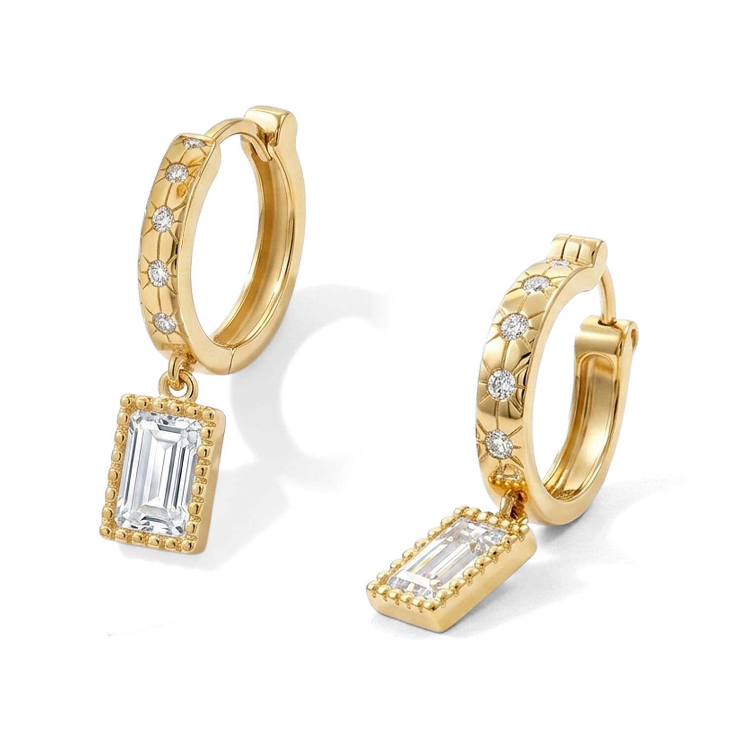 Clarte Moissanite 1.40 ctw Dore Earrings in 14K Yellow Gold Over Sterling Silver