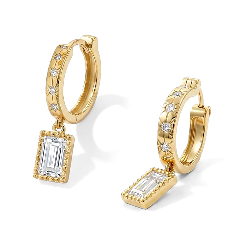Clarte Moissanite 1.40 ctw Dore Earrings in 14K Yellow Gold Over Sterling Silver