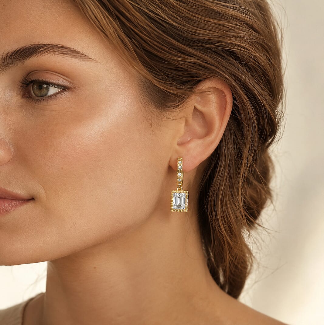 Clarte Moissanite 1.40 ctw Dore Earrings in 14K Yellow Gold Over Sterling Silver