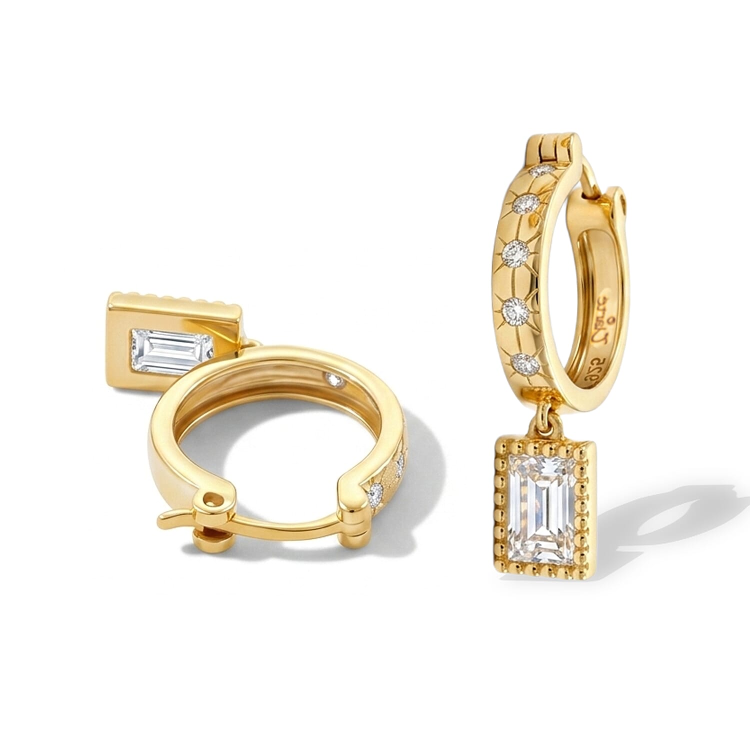 Clarte Moissanite 1.40 ctw Dore Earrings in 14K Yellow Gold Over Sterling Silver