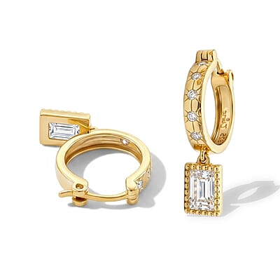 Clarte Moissanite 1.40 ctw Dore Earrings in 14K Yellow Gold Over Sterling Silver