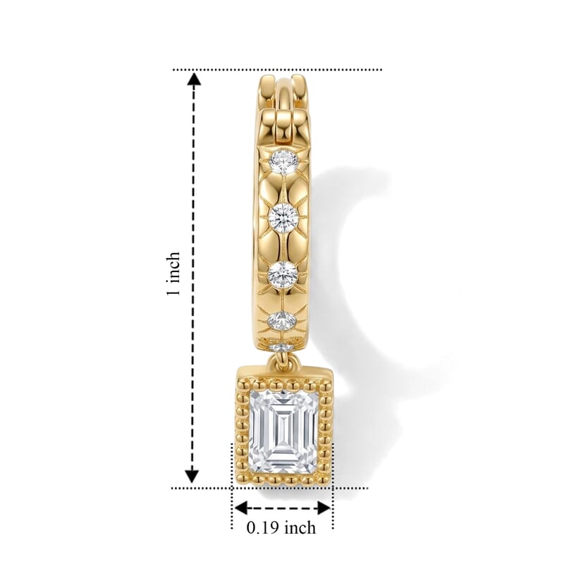 Clarte Dore Collection Moissanite 1.40 ctw Earrings in 14K Yellow Gold Over Sterling Silver
