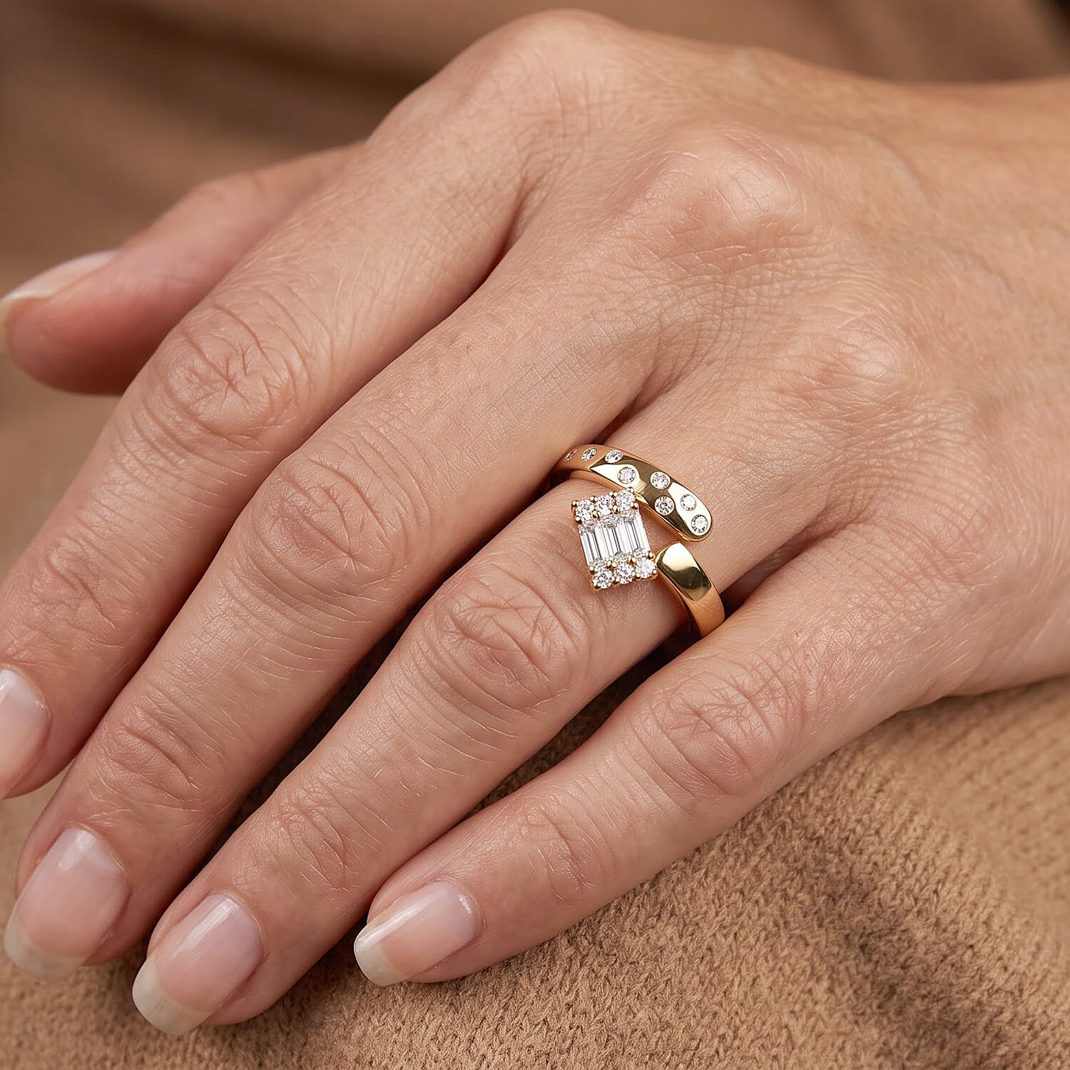 Clarte Moissanite 0.35 ctw Ametry Ring in 14K Yellow Gold Over Sterling Silver (Size 6.0)