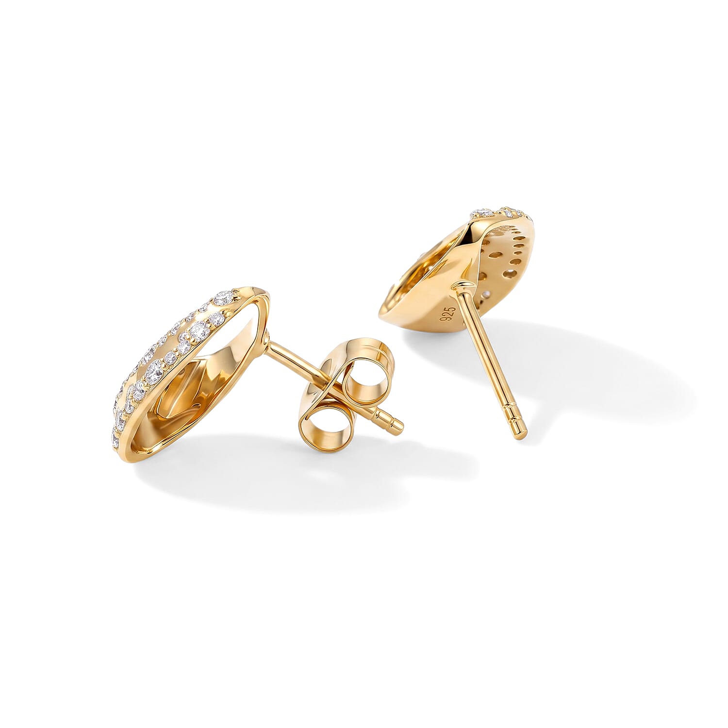 Clarte Moissanite 0.66 ctw Elan Stud Earrings in 14K Yellow Gold Over Sterling Silver