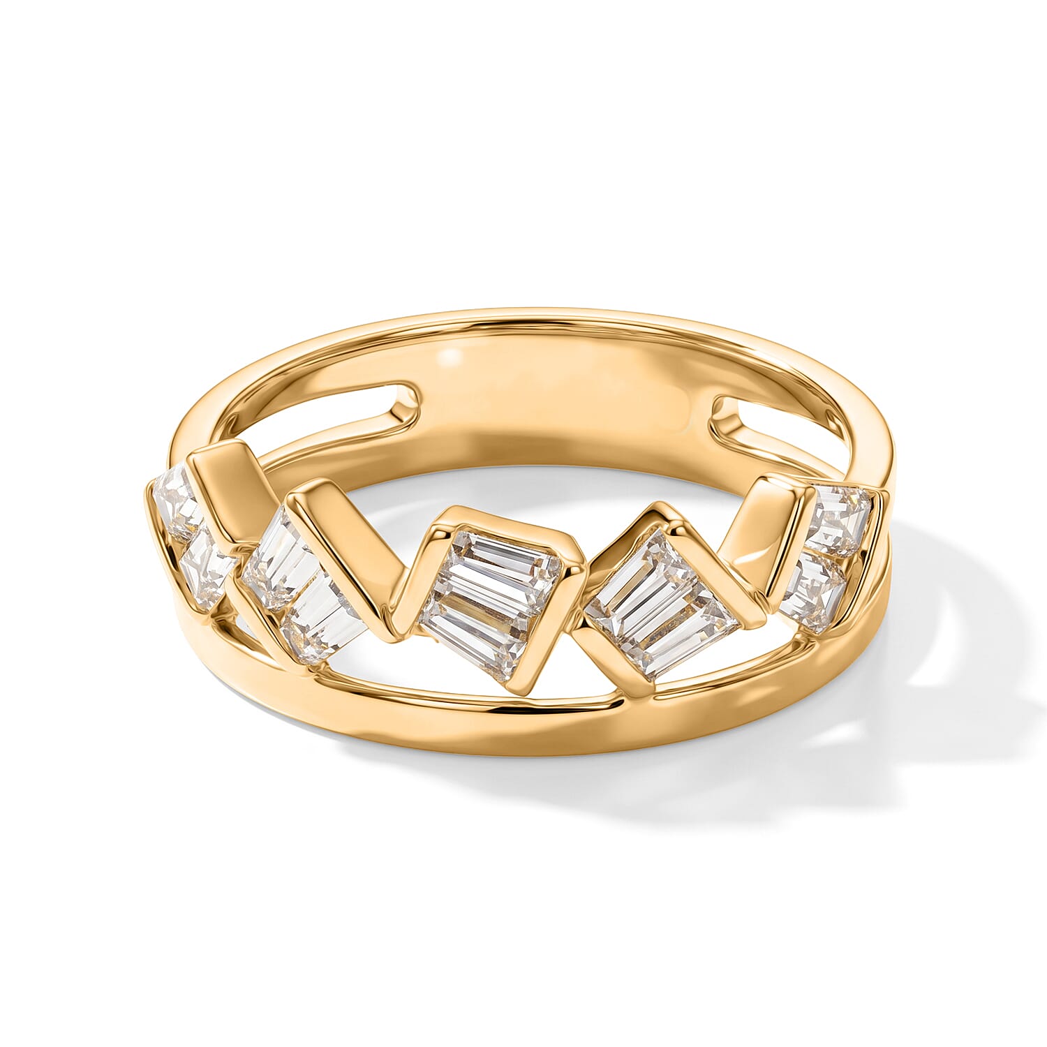 Clarte Moissanite 0.80 ctw Summit Ring in 14K Yellow Gold Over Sterling Silver (Size 6.0)