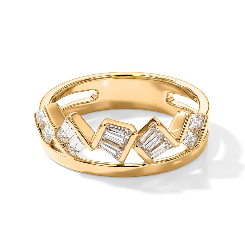 Clarte Moissanite 0.80 ctw Summit Ring in 14K Yellow Gold Over Sterling Silver (Size 6.0)