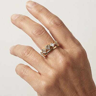 Clarte Moissanite 0.80 ctw Summit Ring in 14K Yellow Gold Over Sterling Silver (Size 6.0)