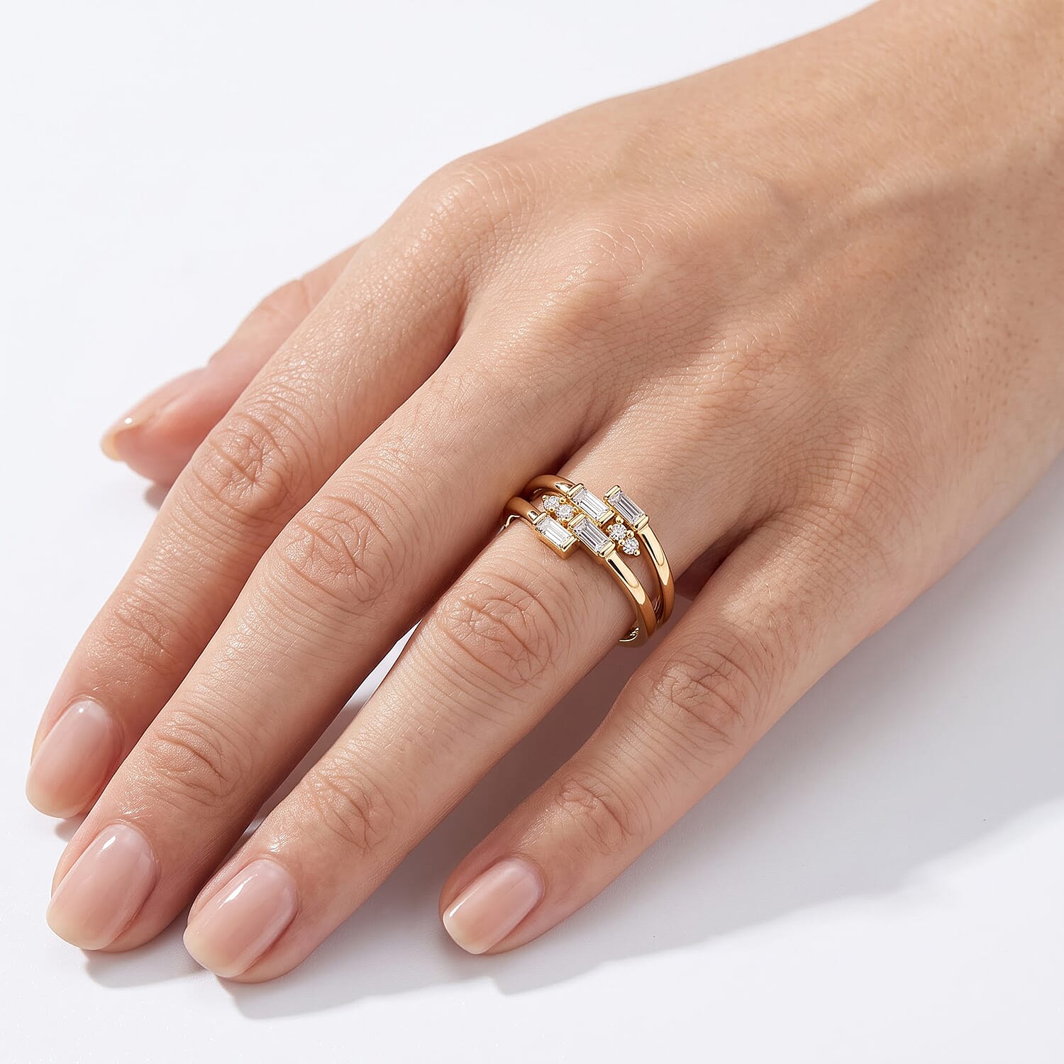 Clarte Moissanite 0.29 ctw Rayon Ring in 14K Yellow Gold Over Sterling Silver (Size 6.0)