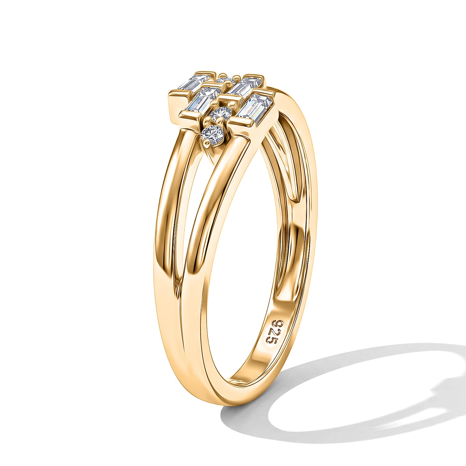 Clarte Moissanite 0.29 ctw Rayon Ring in 14K Yellow Gold Over Sterling Silver (Size 6.0)