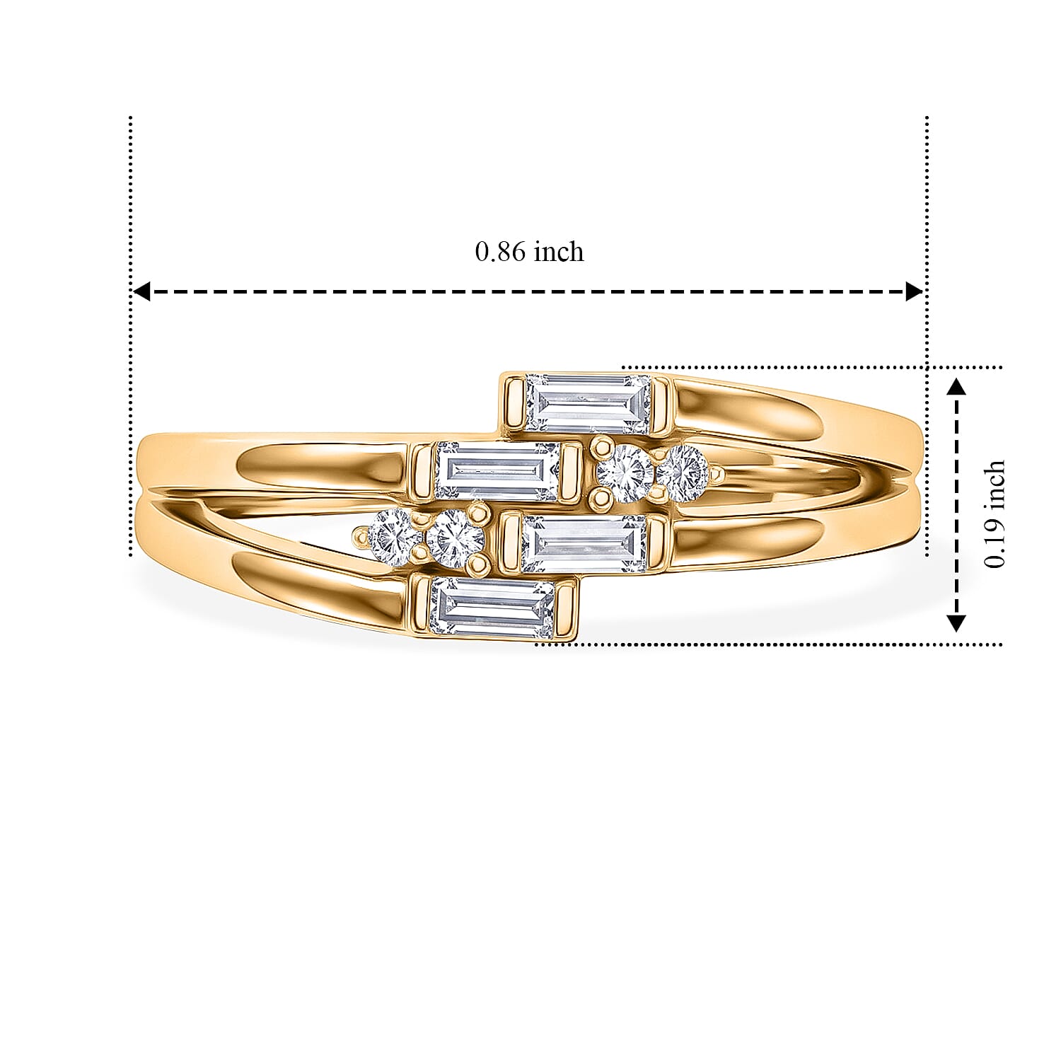 Clarte Moissanite 0.29 ctw Rayon Ring in 14K Yellow Gold Over Sterling Silver (Size 6.0)