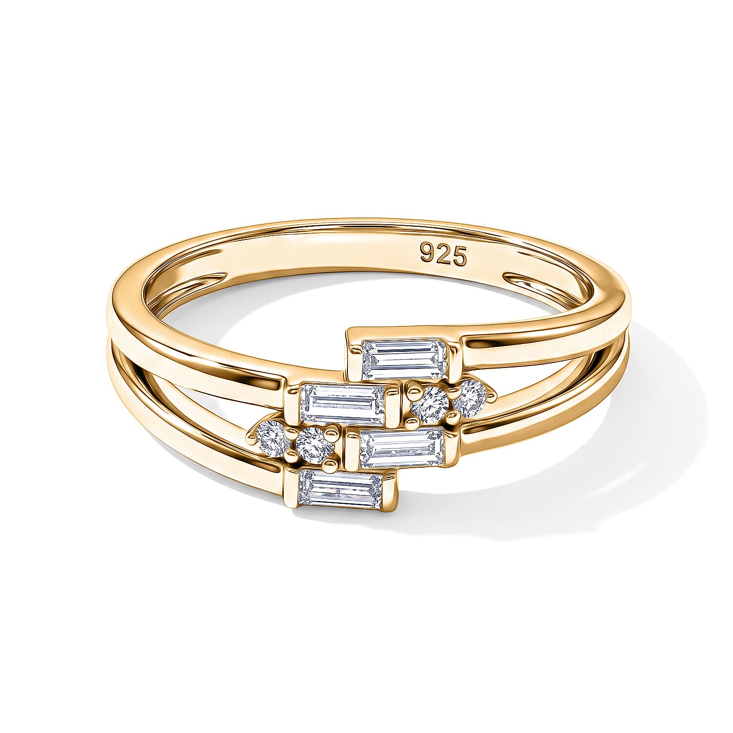 Clarte Rayon Collection Moissanite 0.30 ctw Ring in 14K Yellow Gold Over Sterling Silver (Size 7.0)