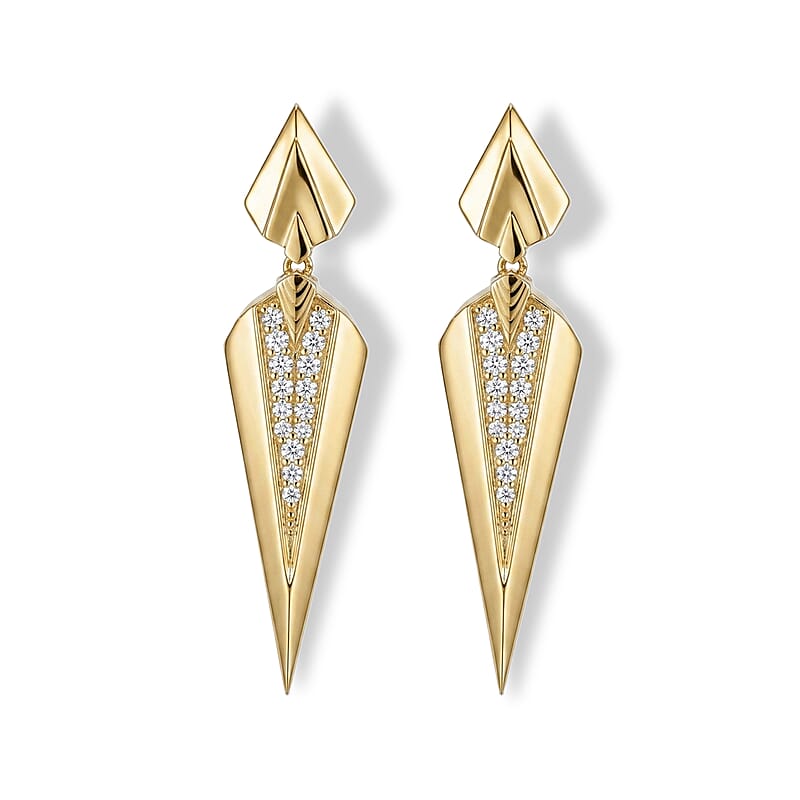 Clarte Moissanite 0.28 ctw Hasta Lucis Earrings in 14K Yellow Gold Over Sterling Silver