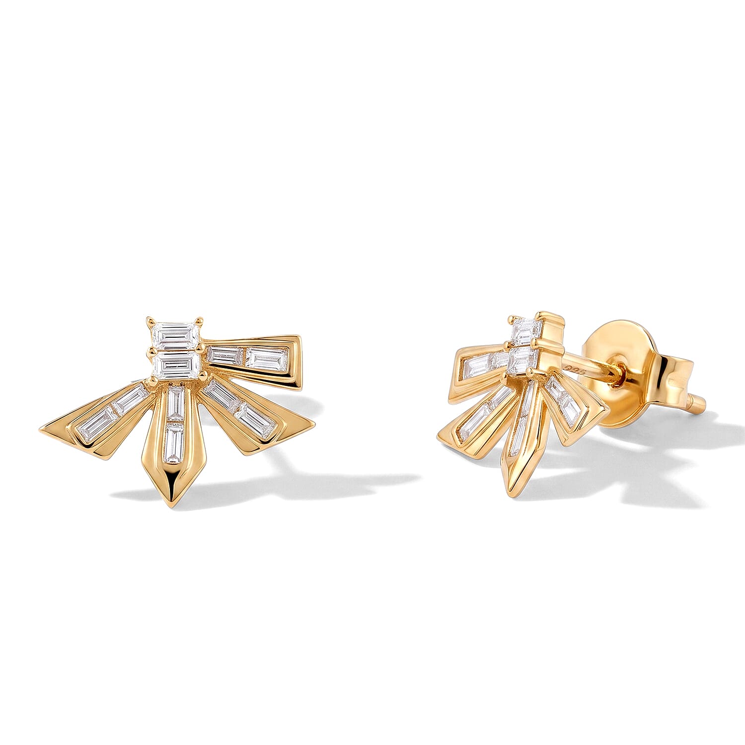 Clarte Moissanite 0.59 ctw Alis Stud Earrings in 14K Yellow Gold Over Sterling Silver