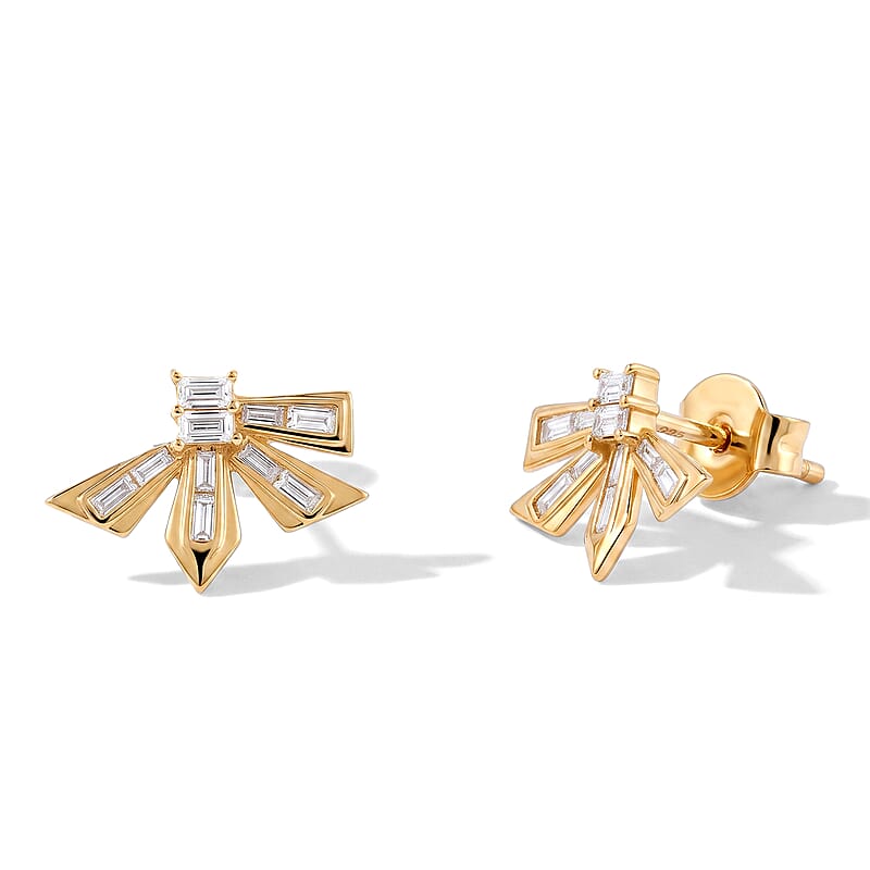 Clarte Moissanite 0.59 ctw Alis Stud Earrings in 14K Yellow Gold Over Sterling Silver
