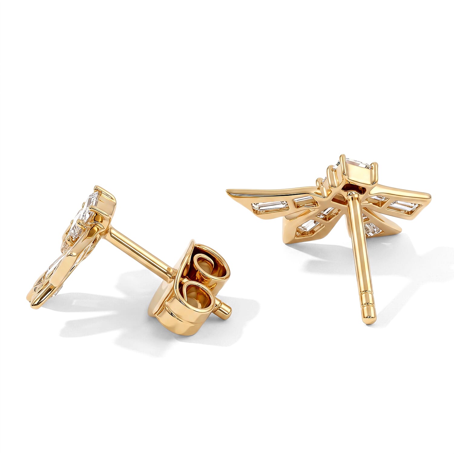 Clarte Moissanite 0.59 ctw Alis Stud Earrings in 14K Yellow Gold Over Sterling Silver