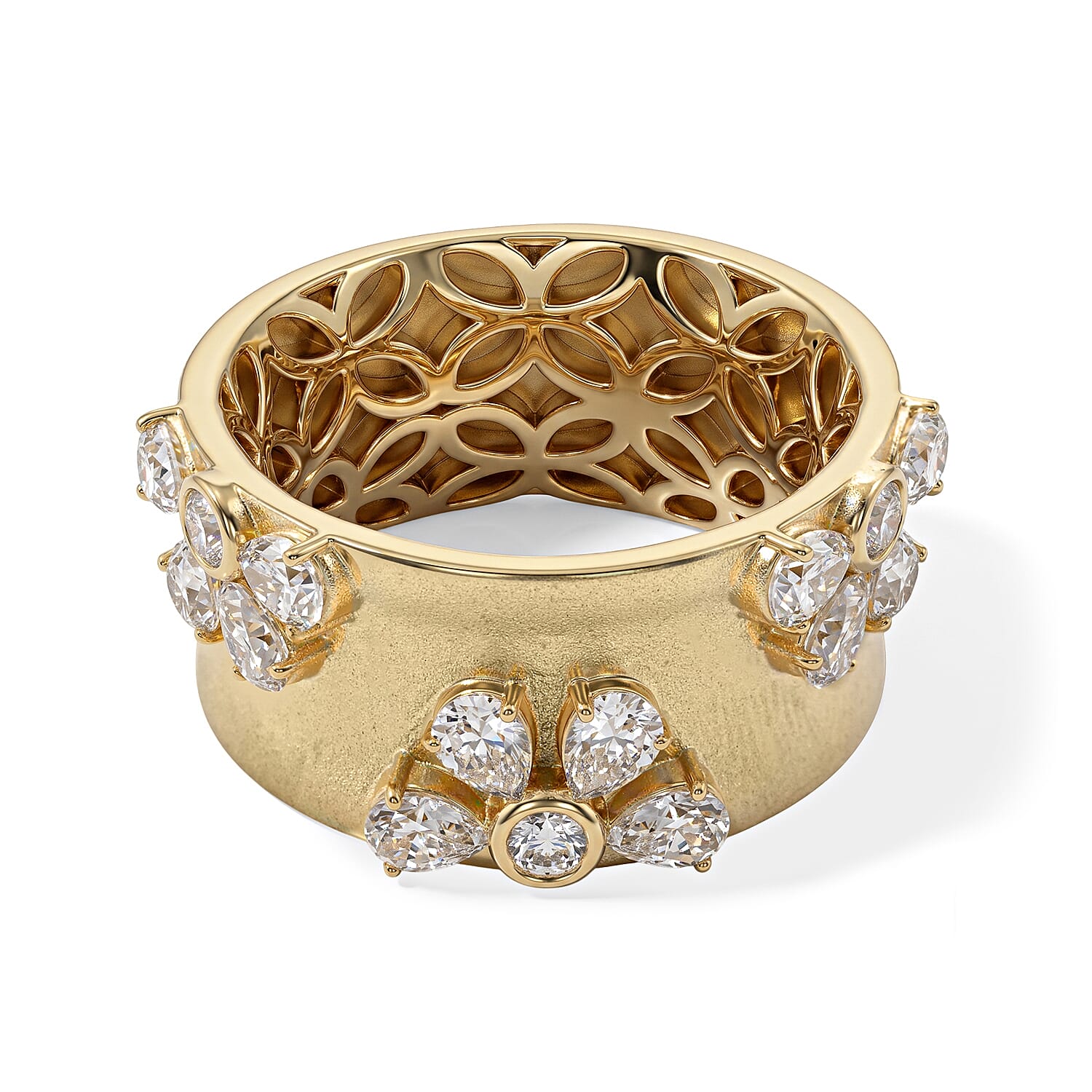 Clarte Moissanite 1.98 ctw Fleur Dore Ring in 14K Yellow Gold Over Sterling Silver (Size 5.0)