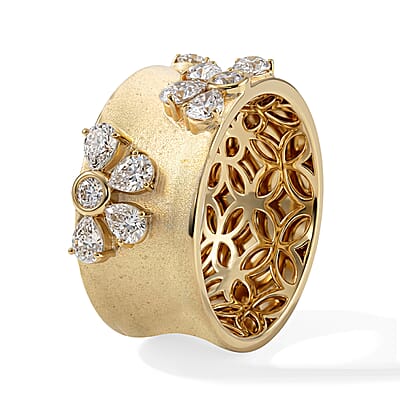 Clarte Moissanite 1.98 ctw Fleur Dore Ring in 14K Yellow Gold Over Sterling Silver (Size 5.0)