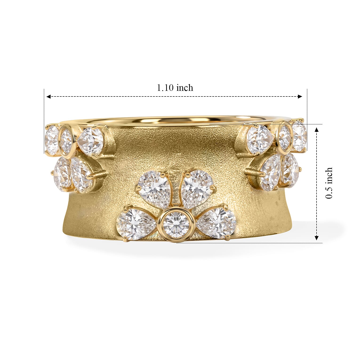 Clarte Moissanite 1.98 ctw Fleur Dore Ring in 14K Yellow Gold Over Sterling Silver (Size 5.0)