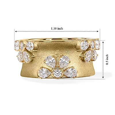 Clarte Moissanite 1.98 ctw Fleur Dore Ring in 14K Yellow Gold Over Sterling Silver (Size 5.0)