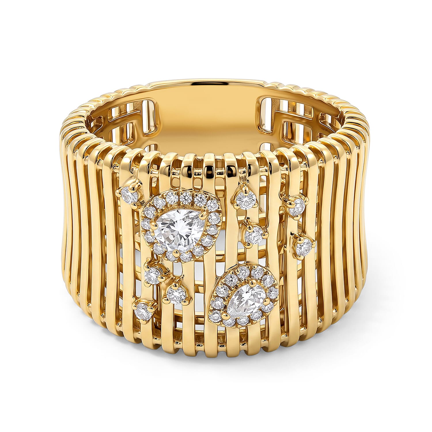 Clarte Moissanite 0.34 ctw Netra Ring in 14K Yellow Gold Over Sterling Silver (Size 6.0)