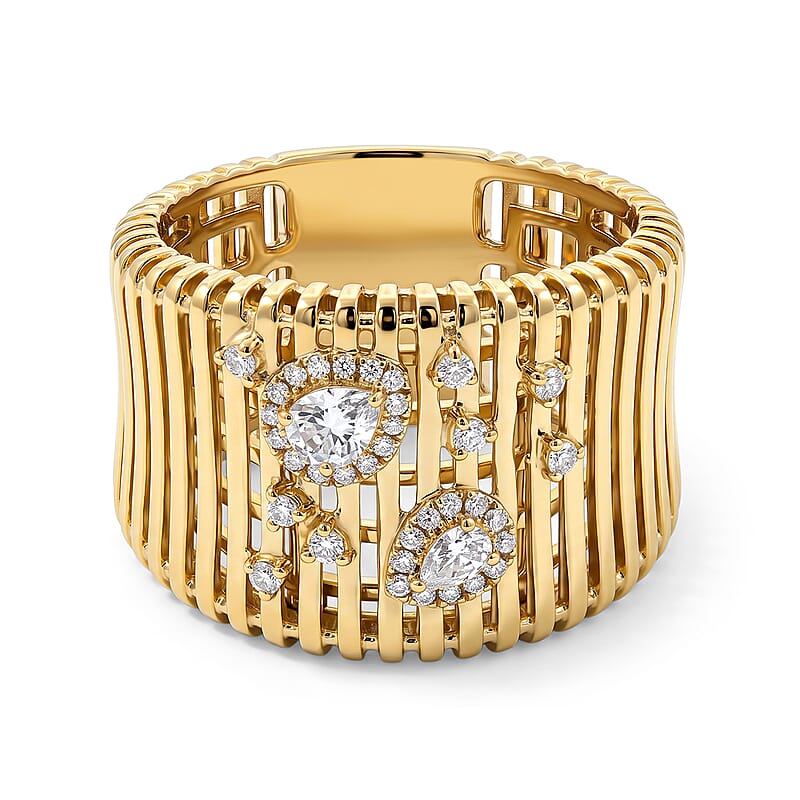 Clarte Moissanite 0.34 ctw Netra Ring in 14K Yellow Gold Over Sterling Silver (Size 6.0)