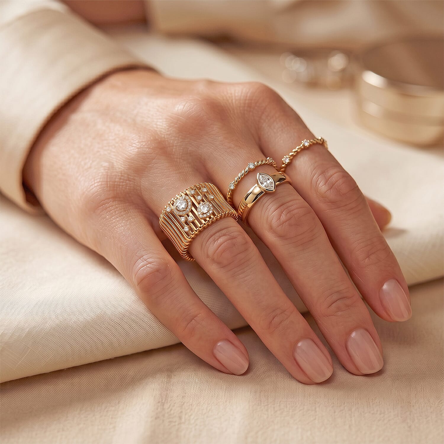 Clarte Moissanite 0.34 ctw Netra Ring in 14K Yellow Gold Over Sterling Silver (Size 6.0)