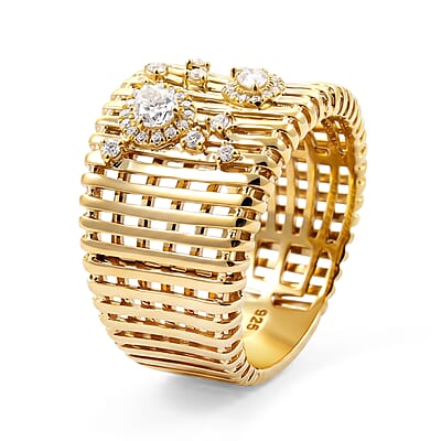 Clarte Moissanite 0.34 ctw Netra Ring in 14K Yellow Gold Over Sterling Silver (Size 6.0)