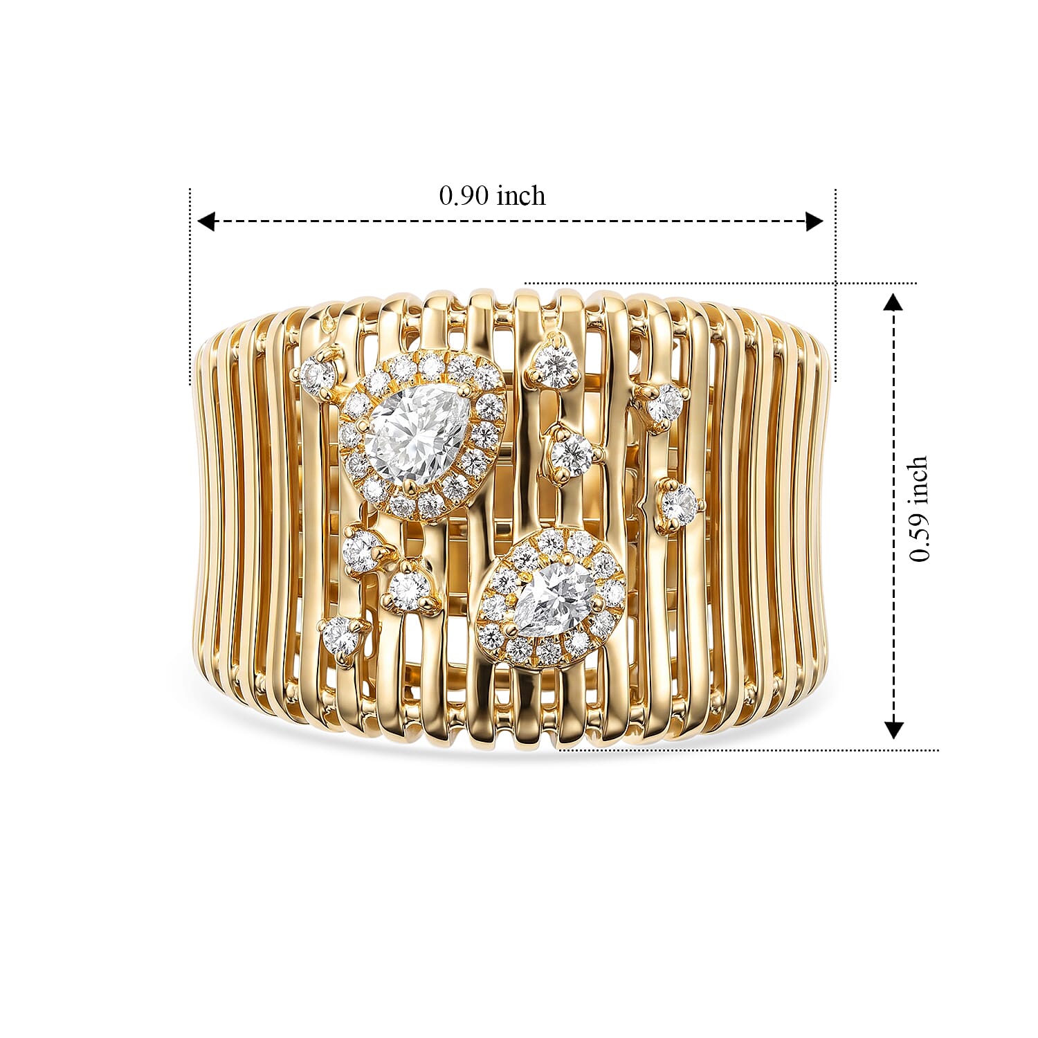Clarte Moissanite 0.34 ctw Netra Ring in 14K Yellow Gold Over Sterling Silver (Size 6.0)