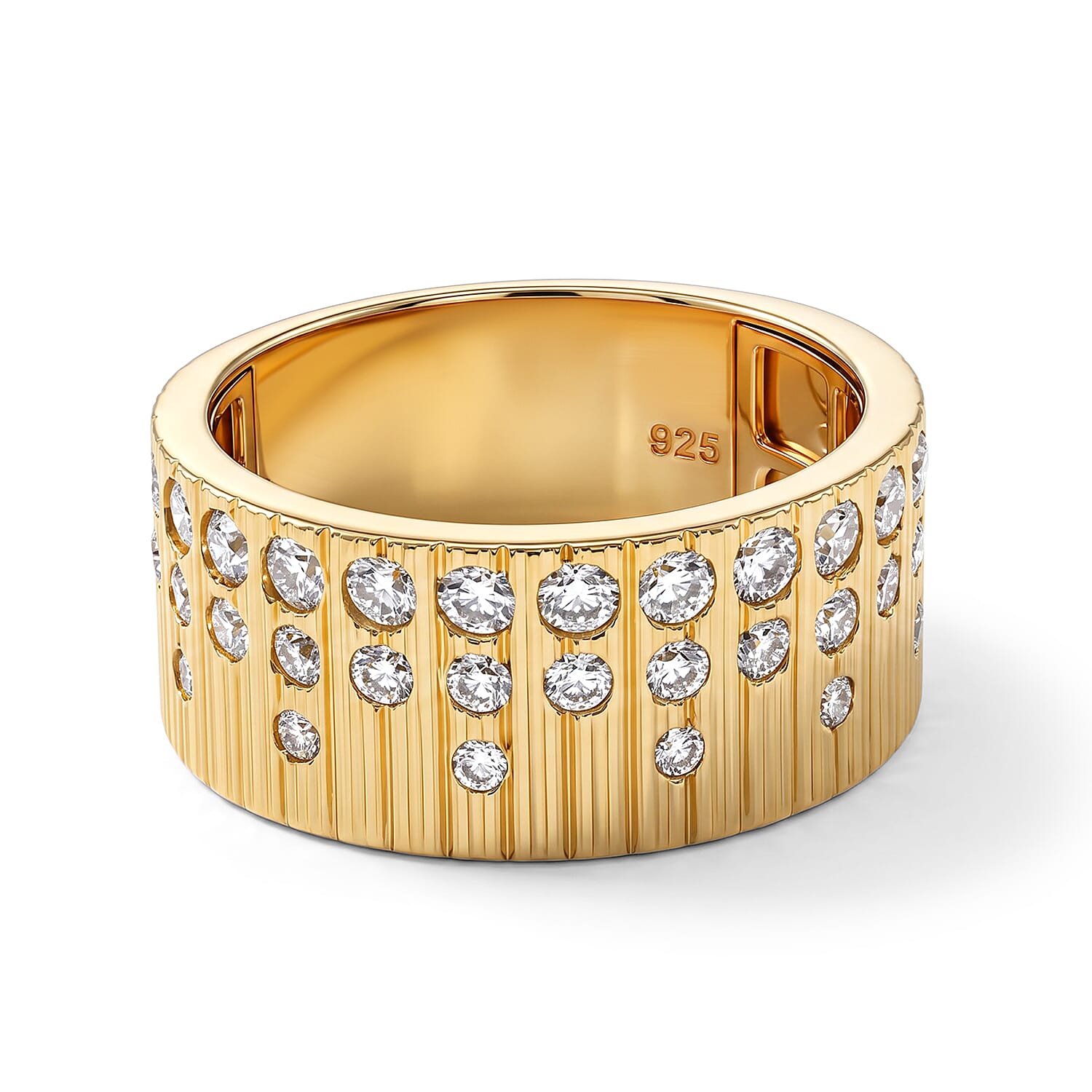Clarte Moissanite 1.07 ctw Empire Ring in 14K Yellow Gold Over Sterling Silver (Size 6.0)