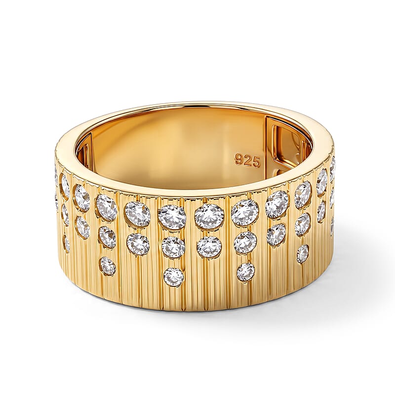 Clarte Moissanite 1.07 ctw Empire Ring in 14K Yellow Gold Over Sterling Silver (Size 6.0)
