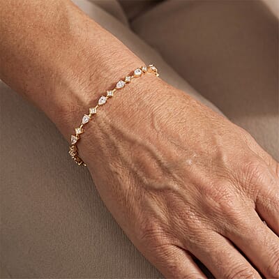 Clarte Moissanite 2.60 ctw Melange Bracelet in 14K Yellow Gold Over Sterling Silver (7-10In)