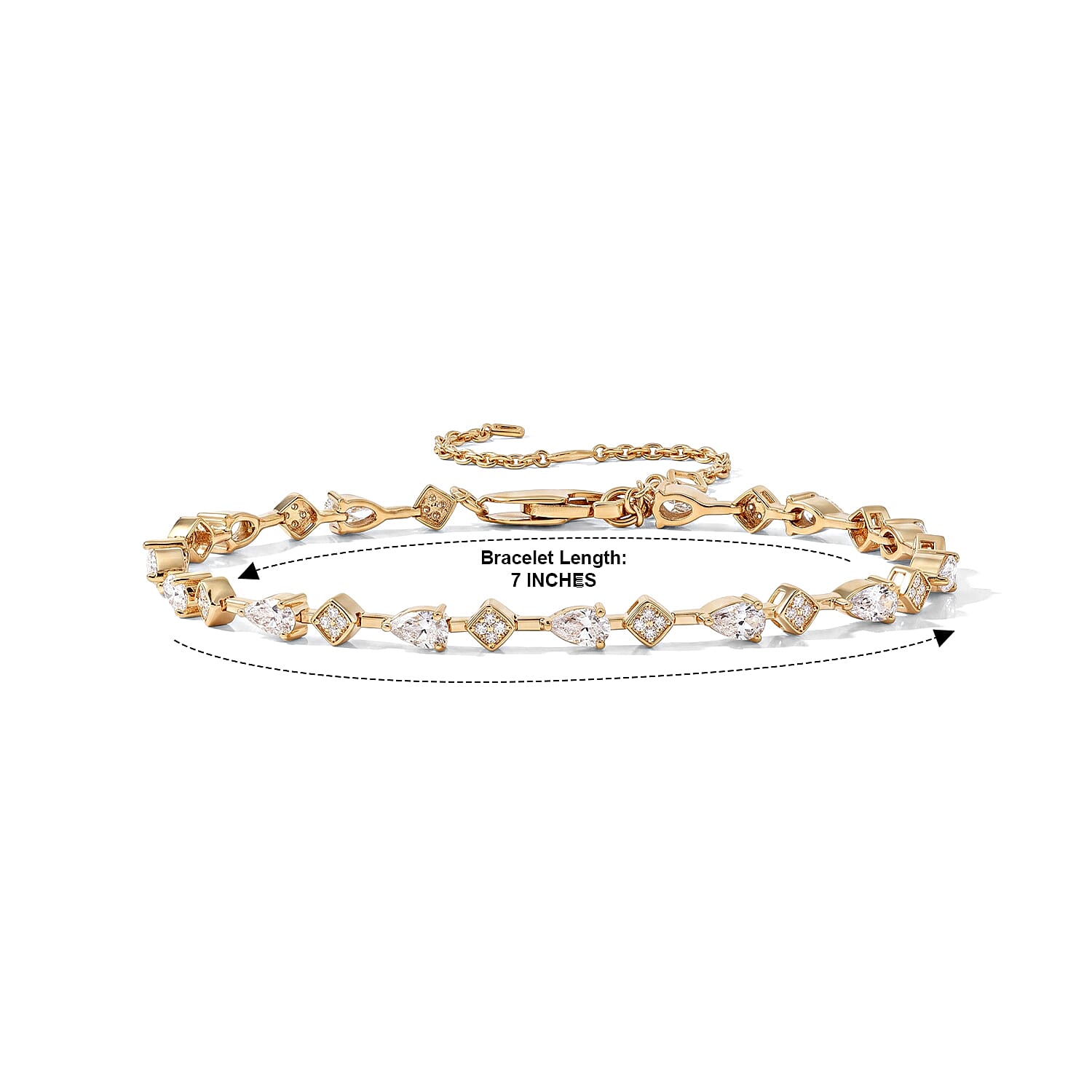 Clarte Moissanite 2.60 ctw Melange Bracelet in 14K Yellow Gold Over Sterling Silver (7-10In)