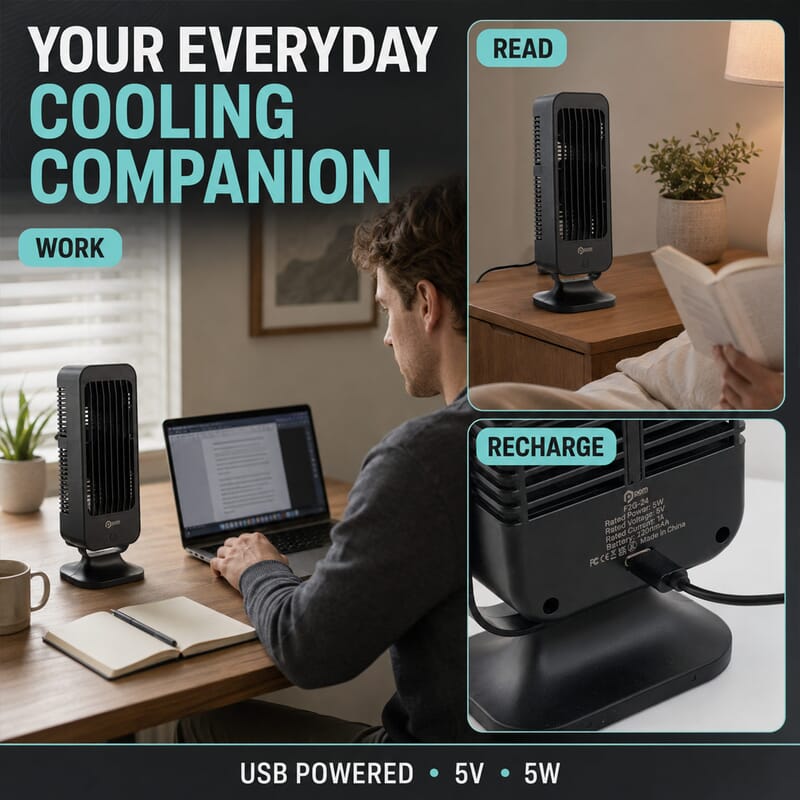 Pom Gear Gemini Twin Turbo Desk Fan - Black