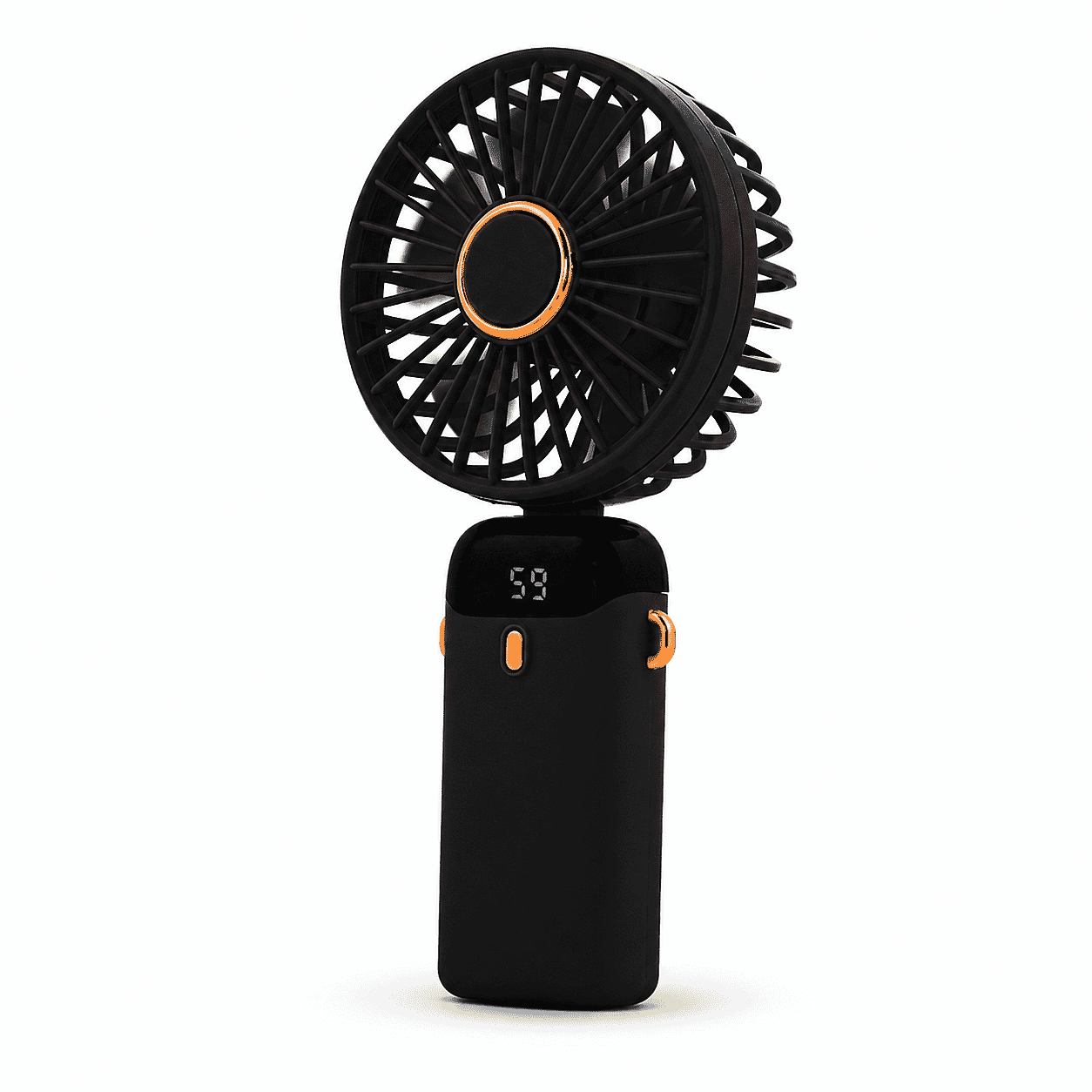 Pom Gear DigiFan - Pom Desk/Handheld Fan with Digital Display -Black