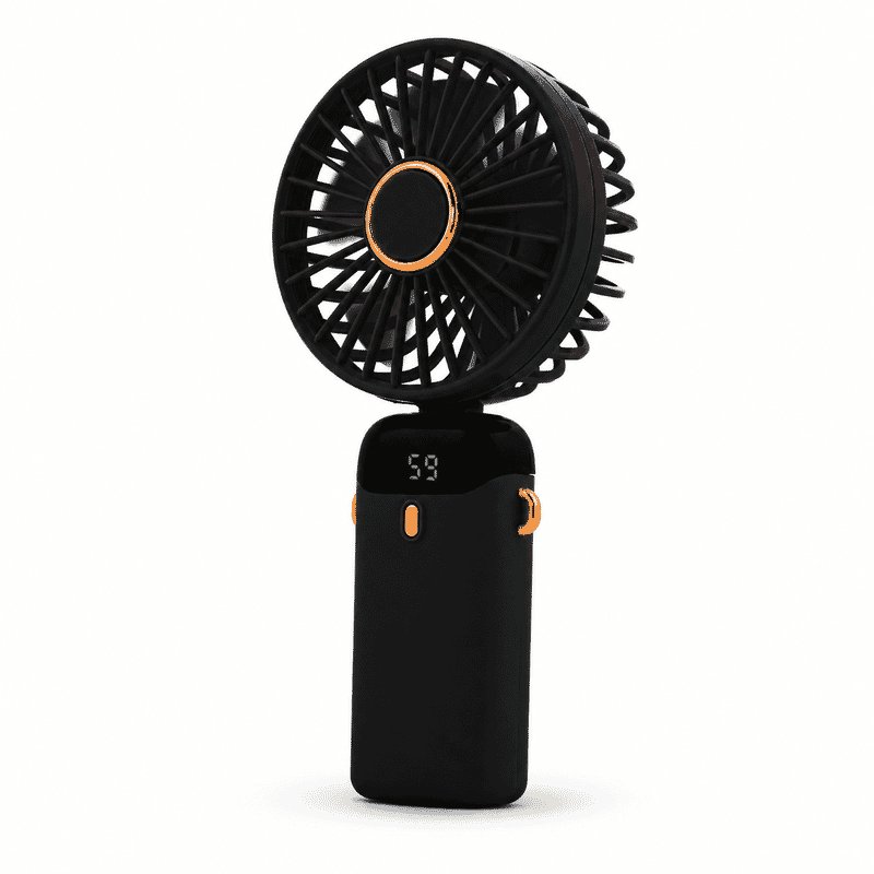 Pom Gear DigiFan - Pom Desk/Handheld Fan with Digital Display -Black