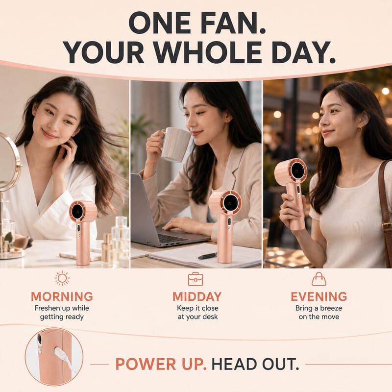 Closeout Deal Ankur Treasure Chest Pom Gear Metallic Series Tornado Blast Fan -Rose Gold