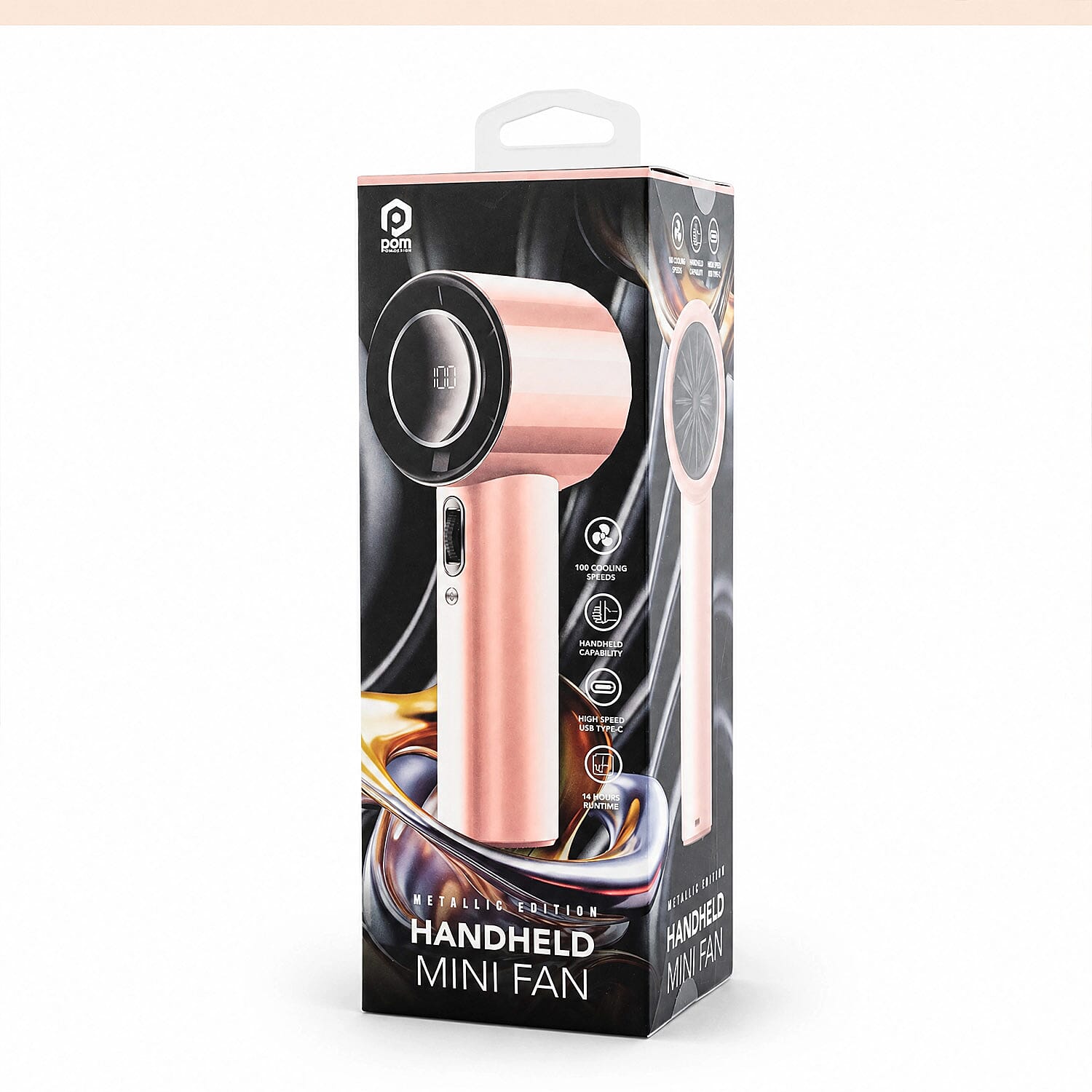 Closeout Deal Ankur Treasure Chest Pom Gear Metallic Series Tornado Blast Fan -Rose Gold