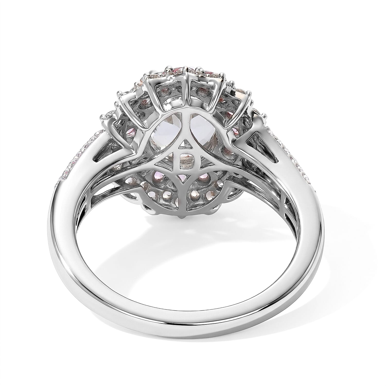 D'Joy Premium Magoro Aquamarine and Multi Gemstone 2.80 ctw Ring in Rhodium Over Sterling Silver (Size 10.0)
