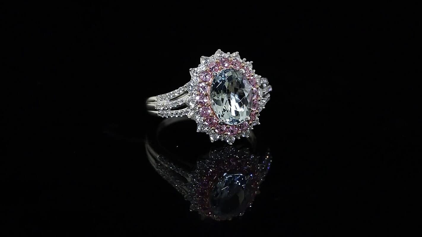 D''Joy Kashmir Kyanite, Multi Gemstone Ring in Rhodium Over Sterling Silver (Size 10.0) 3.60 ctw