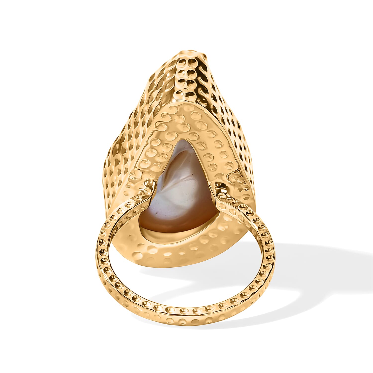 D'Joy White Baroque Pearl Ring in 18K Vermeil Yellow Gold Over Sterling Silver (Size 6.0)