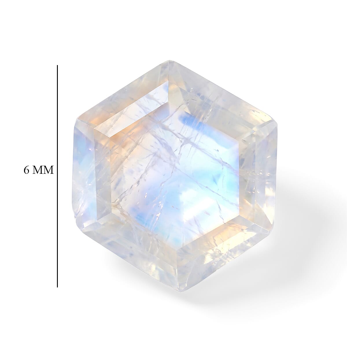 AA Rainbow Moonstone (Hex 6 mm) 0.65 ctw