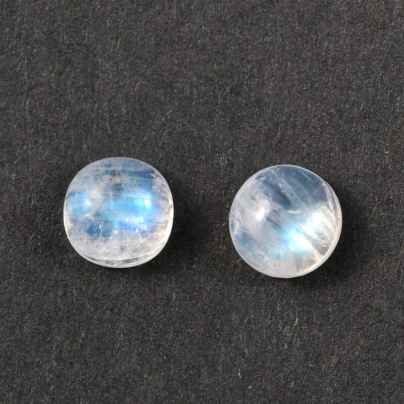 AA Rainbow Moonstone Set of 2 (Rnd 5 mm) 0.83 ctw