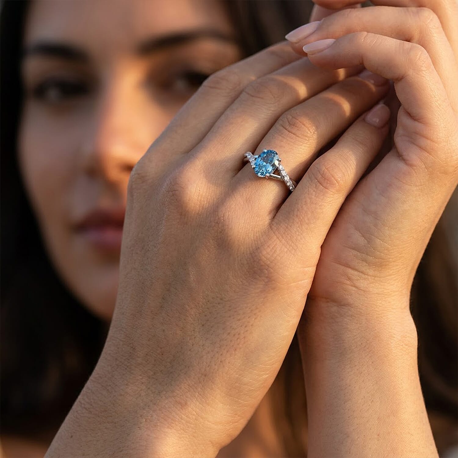 D'Joy Lab Grown Blue Diamond (IR) and Lab Grown Diamond VS 1.25 ctw Ring in Rhodium Over Sterling Silver (Size 6.0)