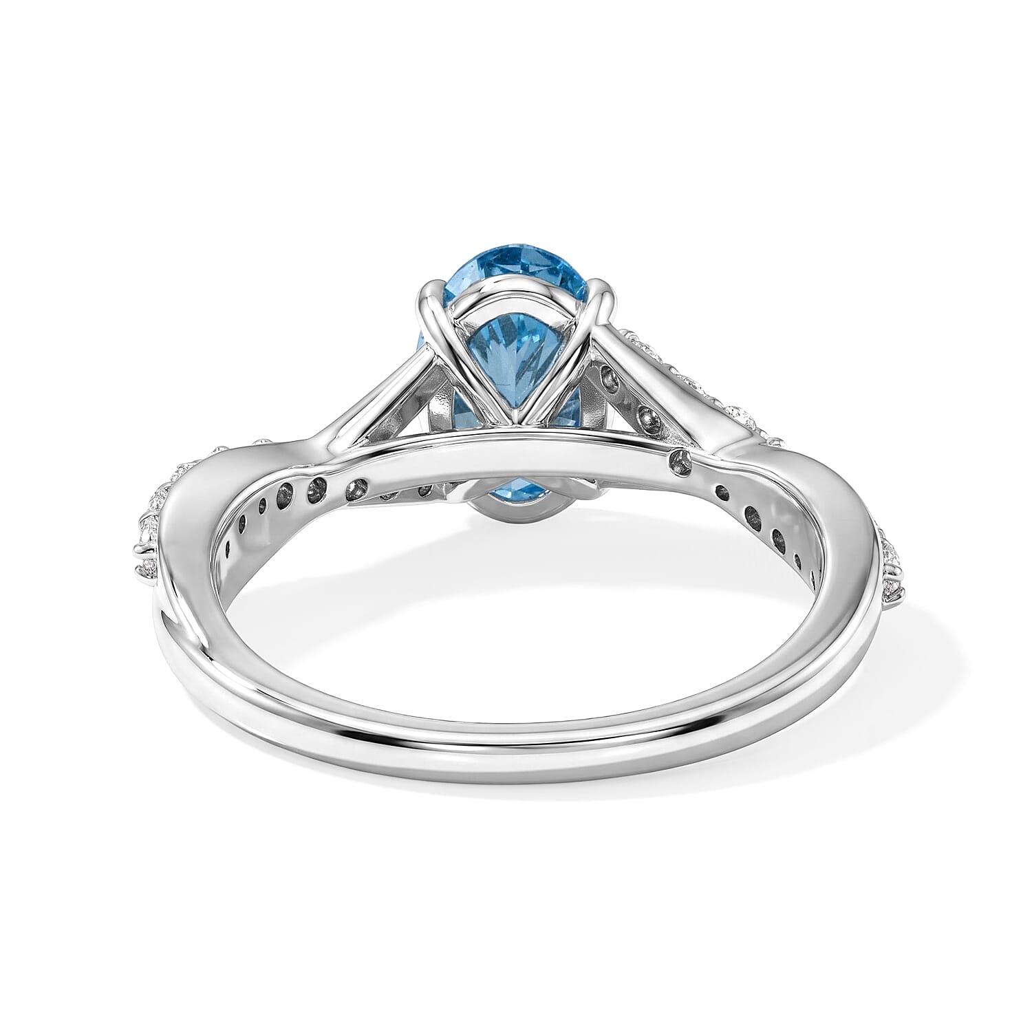 D'Joy Lab Grown Blue Diamond (IR) and Lab Grown Diamond VS 1.25 ctw Ring in Rhodium Over Sterling Silver (Size 6.0)