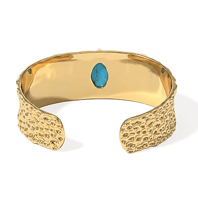 EverTrue Blue Turquoise 17.50 ctw Cuff Bracelet in 18K YG Plated (7.25 In)